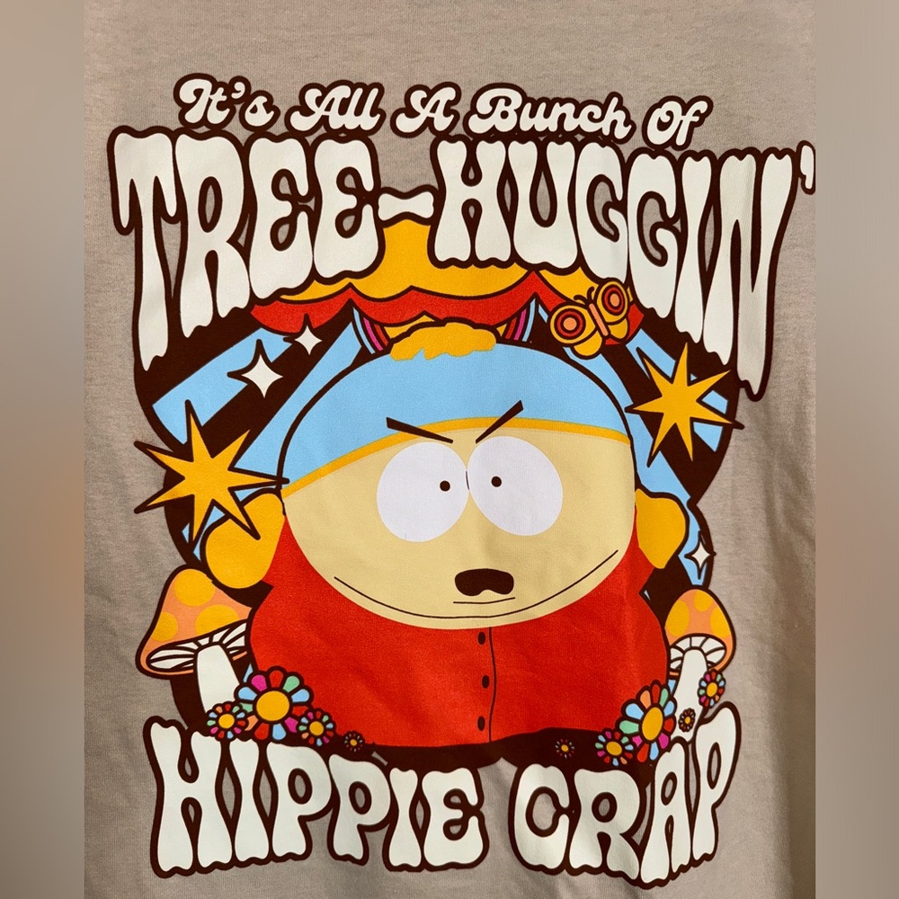 😂 NWOT! South Park Tree Huggin Hippie 💩TShirt